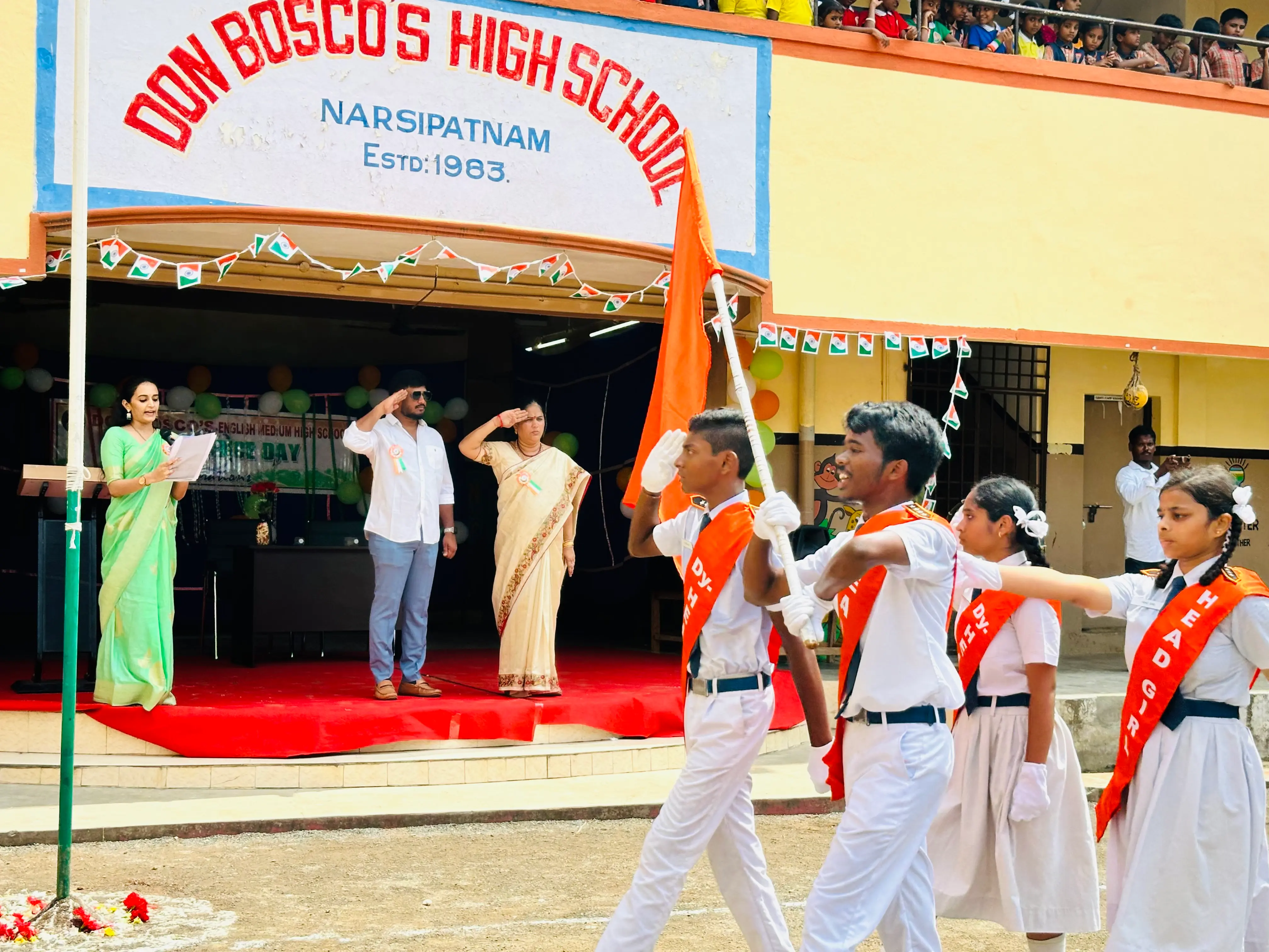 Students taking part in a school programme